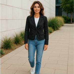 Gap Black Linen Jacket 100% Cotton Size 8